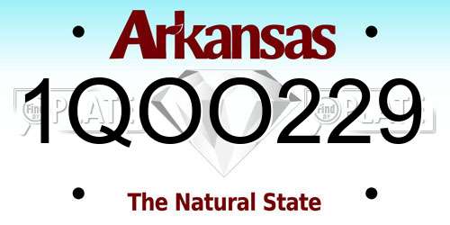1QOO229 Arkansas License Plate