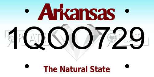 1QOO729 Arkansas License Plate