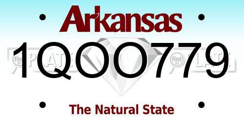 1QOO779 Arkansas License Plate