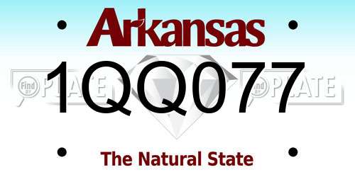 1QQ077 Arkansas License Plate