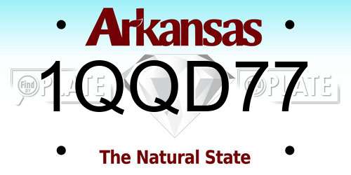 1QQD77 Arkansas License Plate