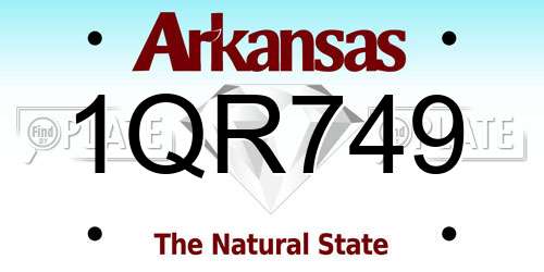 1QR749 Arkansas License Plate