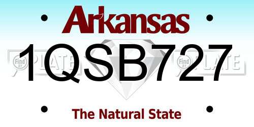 1QSB727 Arkansas License Plate