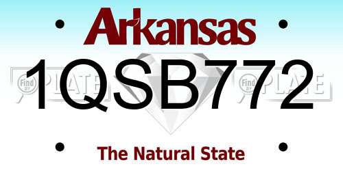 1QSB772 Arkansas License Plate