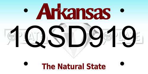 1QSD919 Arkansas License Plate