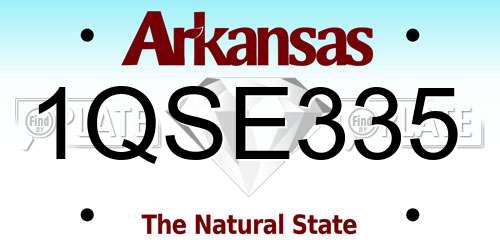 1QSE335 Arkansas License Plate