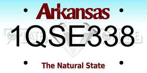 1QSE338 Arkansas License Plate
