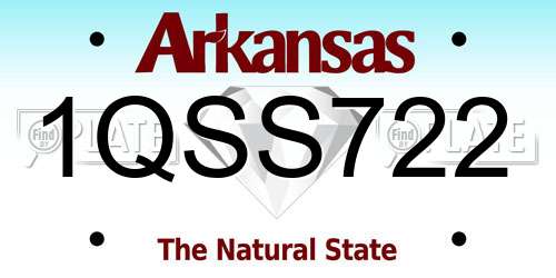 1QSS722 Arkansas License Plate