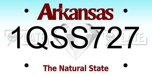 1QSS727 Arkansas License Plate