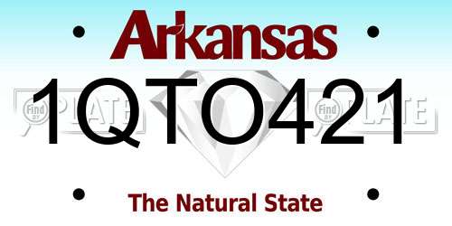 1QTO421 Arkansas License Plate