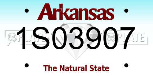 1S03907 Arkansas License Plate