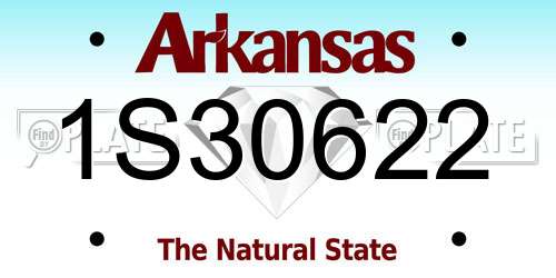 1S30622 Arkansas License Plate
