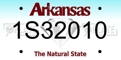 1S32010 Arkansas License Plate