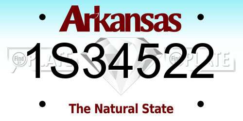 1S34522 Arkansas License Plate