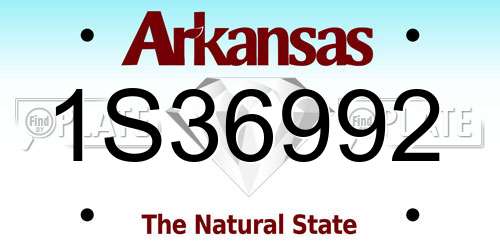 1S36992 Arkansas License Plate