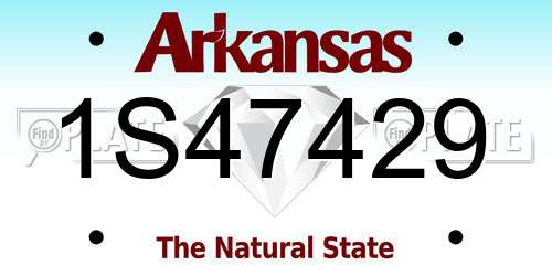 1S47429 Arkansas License Plate