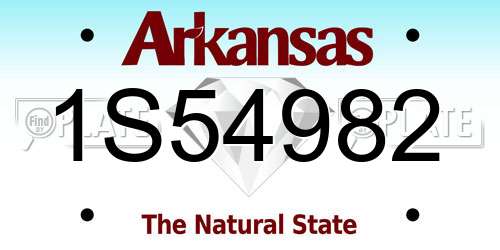 1S54982 Arkansas License Plate