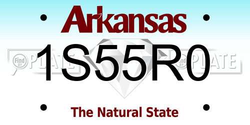 1S55R0 Arkansas License Plate