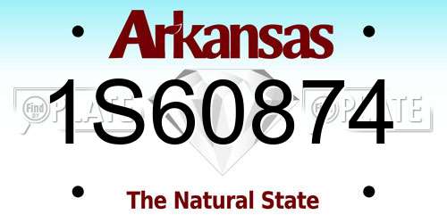 1S60874 Arkansas License Plate