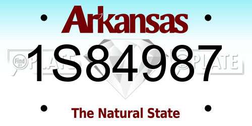1S84987 Arkansas License Plate