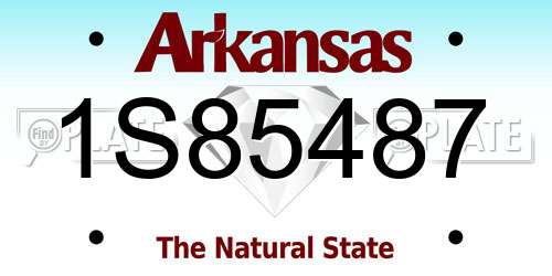 1S85487 Arkansas License Plate