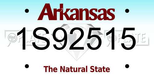 1S92515 Arkansas License Plate