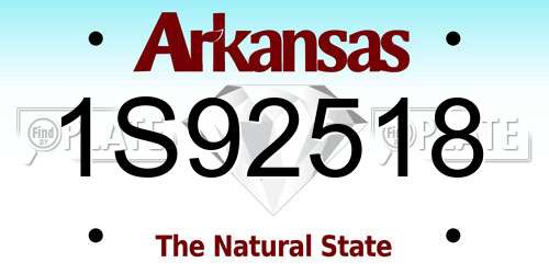 1S92518 Arkansas License Plate