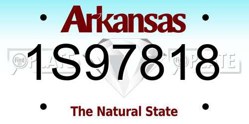 1S97818 Arkansas License Plate