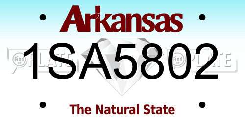 1SA5802 Arkansas License Plate