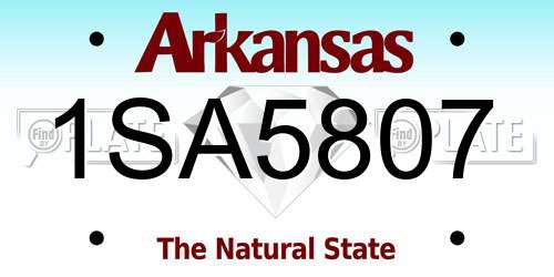 1SA5807 Arkansas License Plate