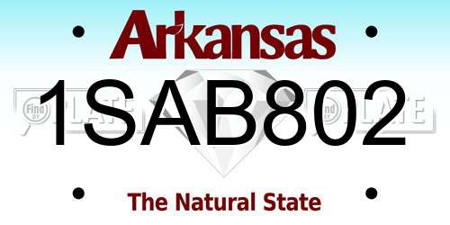 1SAB802 Arkansas License Plate
