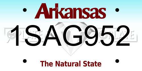 1SAG952 Arkansas License Plate