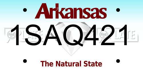 1SAQ421 Arkansas License Plate