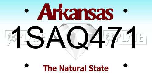 1SAQ471 Arkansas License Plate