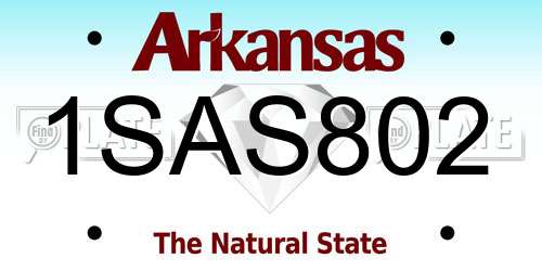 1SAS802 Arkansas License Plate