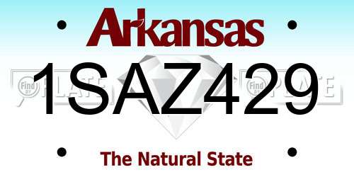 1SAZ429 Arkansas License Plate