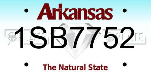 1SB7752 Arkansas License Plate