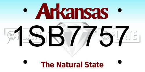 1SB7757 Arkansas License Plate