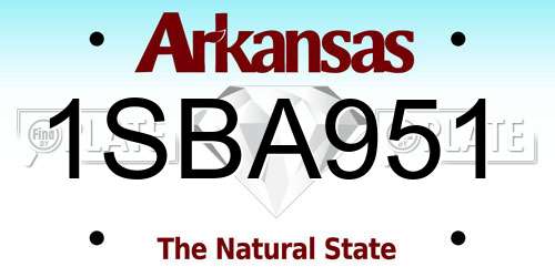 1SBA951 Arkansas License Plate