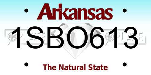 1SBO613 Arkansas License Plate