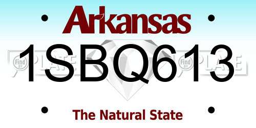 1SBQ613 Arkansas License Plate