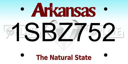 1SBZ752 Arkansas License Plate
