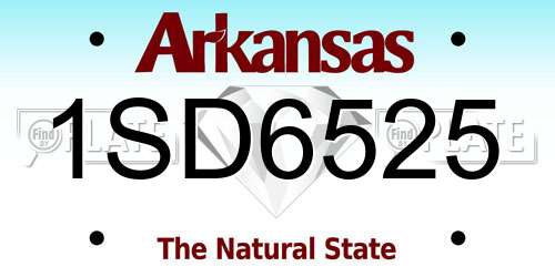 1SD6525 Arkansas License Plate