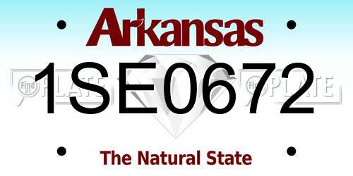 1SE0672 Arkansas License Plate