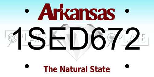 1SED672 Arkansas License Plate