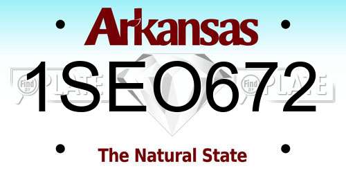1SEO672 Arkansas License Plate