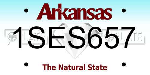 1SES657 Arkansas License Plate