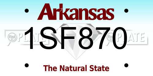 1SF870 Arkansas License Plate