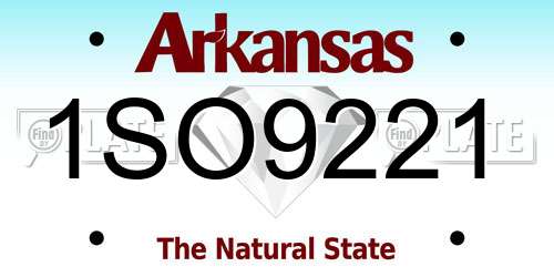 1SO9221 Arkansas License Plate