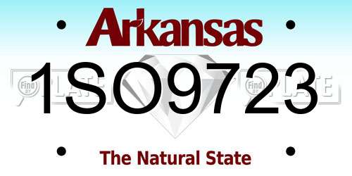 1SO9723 Arkansas License Plate